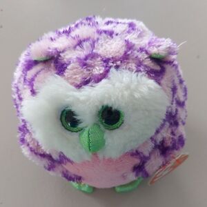 Ty Beanie Ballz Ozzy Purple and Pink Plush Owl Toy